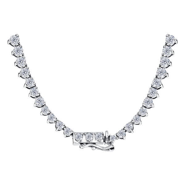 Three claw graduated round H-SI diamond necklace in 18k white gold