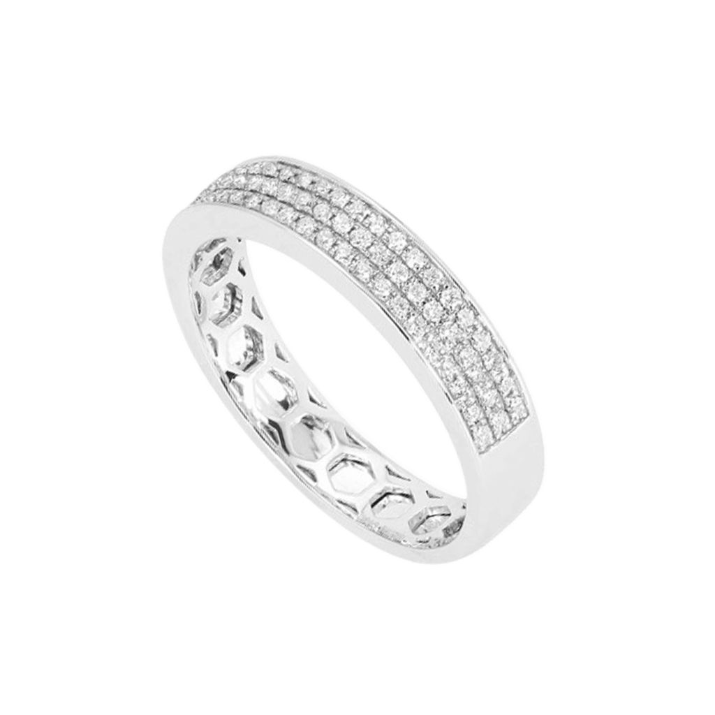 0.50ct H-SI Round Brilliant Pave Set Diamond Half Eternity Ring in 18ct White Gold