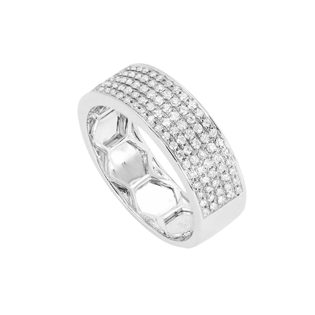 0.75ct H-SI Round Brilliant Pave Set Diamond Half Eternity Ring in 18ct White Gold