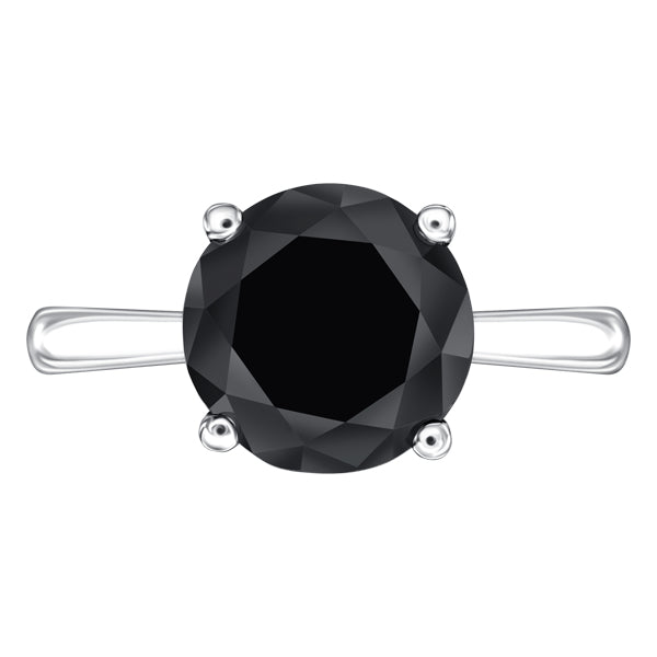 3.25ct black diamond four claw ring in 18k white gold