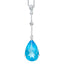 Blue topaz pear drop pendant set in 18k white gold with 0.27ct H-SI diamond accents