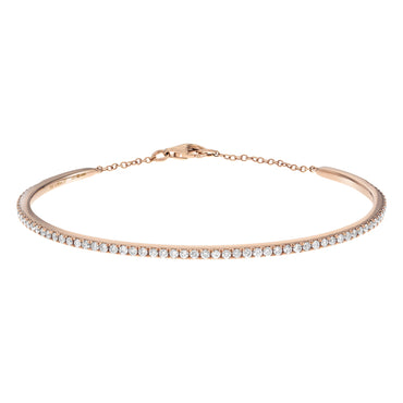 18CT ROSE GOLD BANGLE WITH 1.00CT CLAW SET ROUND BRILLIANT DIAMONDS