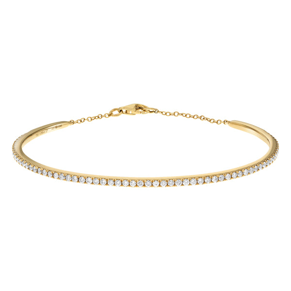 18ct yellow gold bangle with 1.00ct claw set round brilliant diamonds