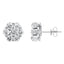 Cluster set flower shape round brilliant diamond earrings in 18k White gold