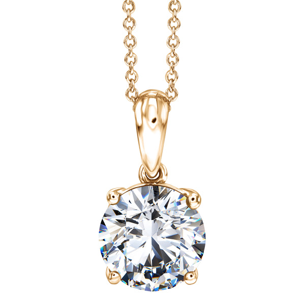 Round Diamond Classic Solitaire Pendant with Chain in 18ct Yellow Gold