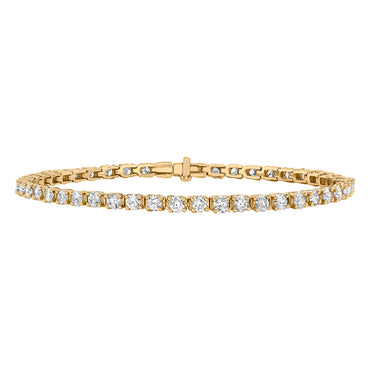 Round brilliant H-SI diamond tennis bracelet in 18k yellow gold