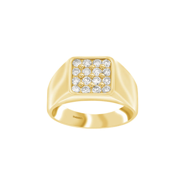 Men's H-SI diamond signet ring in 18k yellow gold