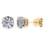 Traditional 4 CLAW SET ROUND SOLITAIRE DIAMOND STUDS IN 18CT Yellow GOLD