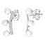 Sterling Silver Pearl and white crystal lobe crawlers Earrings