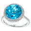 3.75ct Blue Topaz with 0.38ct Round Diamonds Around Halo & Shoulder in 18ct Gold