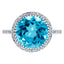 3.75ct Blue Topaz with 0.38ct Round Diamonds Around Halo & Shoulder in 18ct Gold