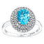 1.50ct Blue Topaz with 0.33ct Round Diamonds Around the Halo in 18ct Gold