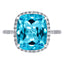 6.50ct Blue Topaz with 0.38ct Round Diamonds Around Halo & Shoulder in 18ct Gold