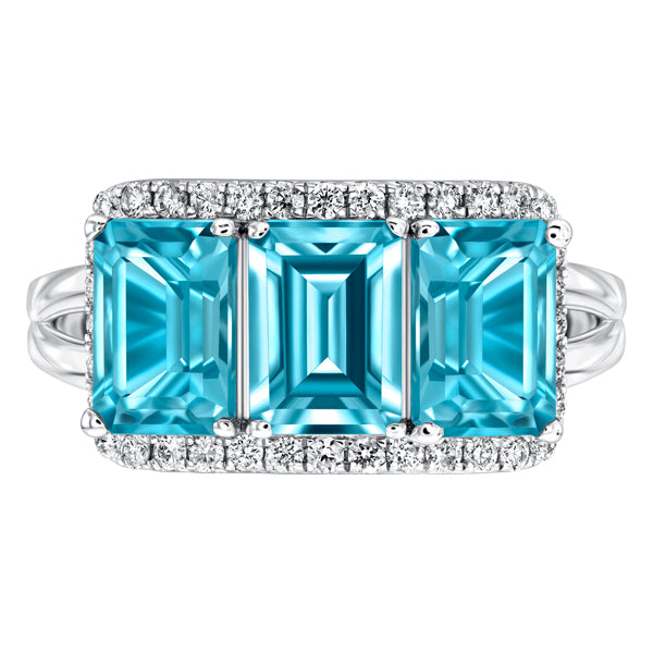 4.20ct Blue Topaz with 0.25ct Round Diamond Cocktail Ring in 18ct White Gold