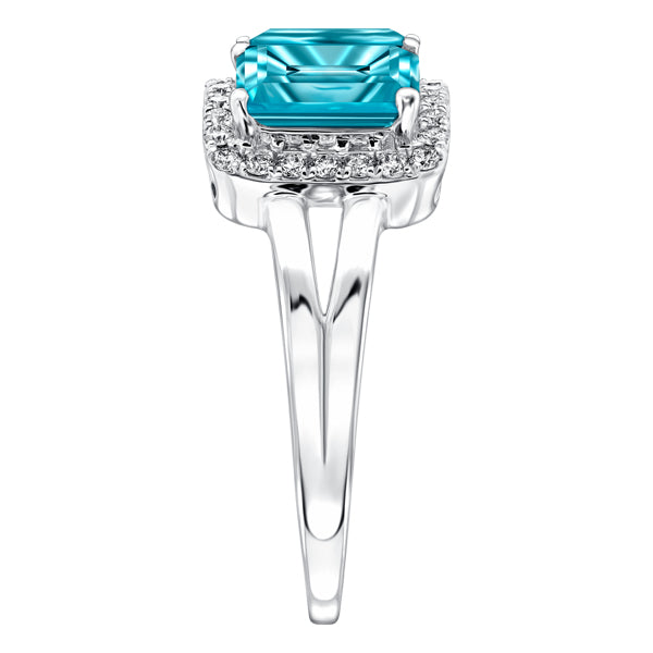 4.20ct Blue Topaz with 0.25ct Round Diamond Cocktail Ring in 18ct White Gold