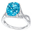 5.36ct Blue Topaz with 0.66ct Round Diamond Cocktail Ring in 18ct White Gold