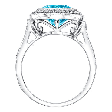 4.50ct Blue Topaz with 0.33ct Round Diamond Cocktail Ring in 18ct White Gold