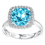 3.54ct Blue Topaz with 0.20ct Round Diamond Cocktail Ring in 18ct White Gold