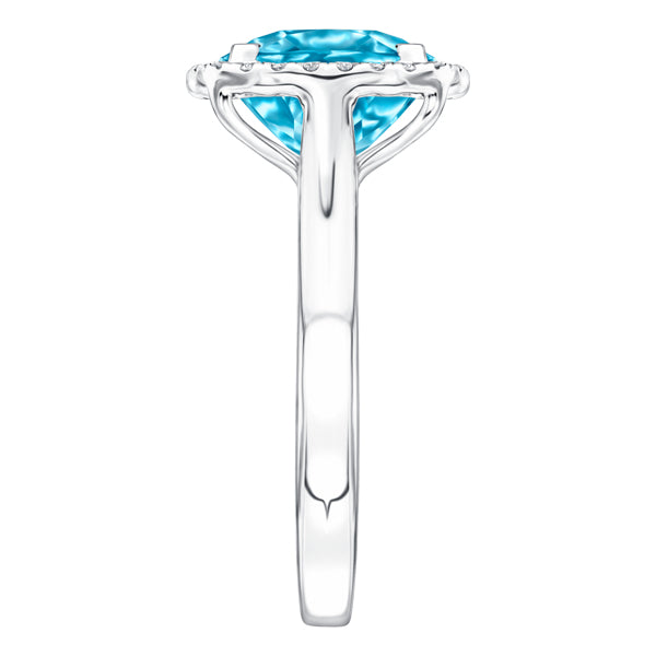 3.54ct Blue Topaz with 0.20ct Round Diamond Cocktail Ring in 18ct White Gold