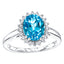 2.20ct Blue Topaz with 0.20ct Round Diamond Cocktail Ring in 18ct White Gold