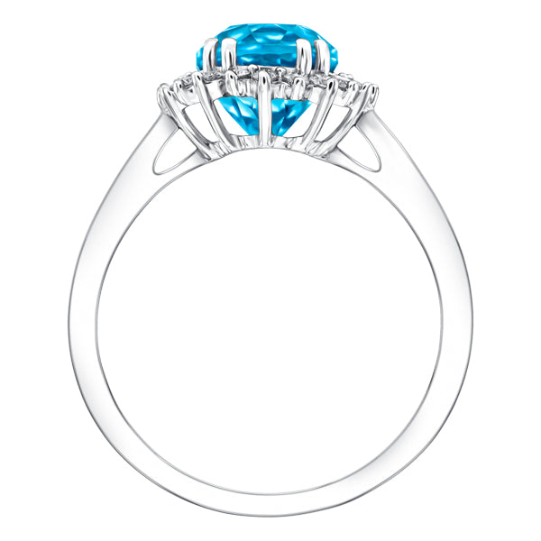 2.20ct Blue Topaz with 0.20ct Round Diamond Cocktail Ring in 18ct White Gold