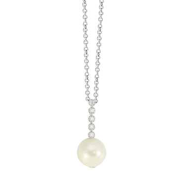 Sterling Silver White pearl and crystal pendant