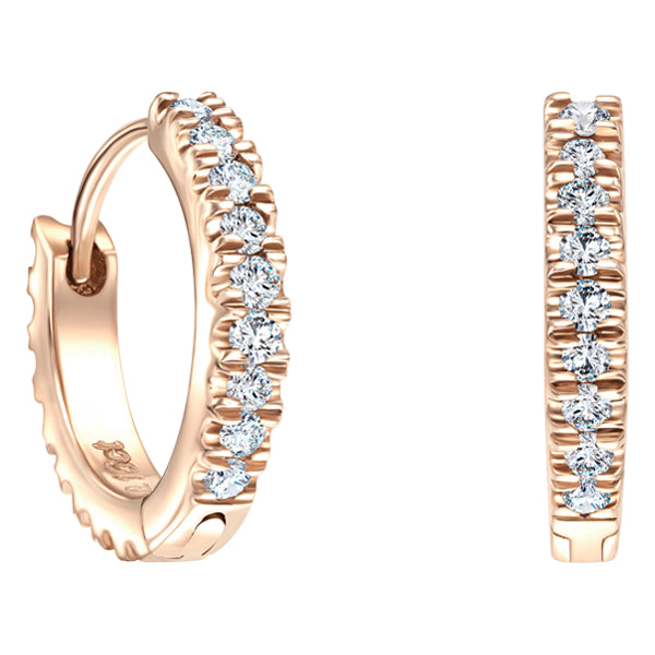 0.17ct Claw Set Round Brilliant Diamond Hoop Earrings set in 18ct Rose Gold