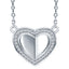 Folded heart necklace with crystal pave halo