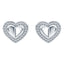 Folded heart stud earrings with pave set crystal halo