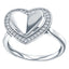 Folded heart ring with pave set crystal halo