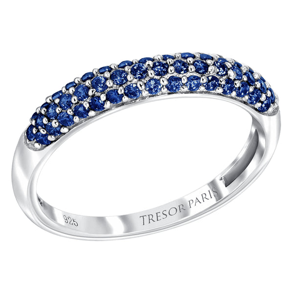 Pave set sterling silver ring with Sapphire colour crystals for September