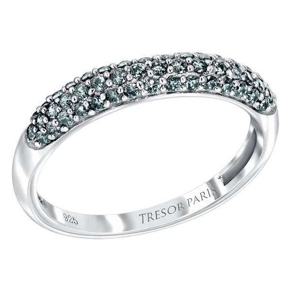 Pave set sterling silver ring with Alexandrite colour crystals for June