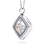 Diamond shape Essence floating locket with crystals in white gold colour