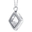 Diamond shape Essence floating locket with crystals in white gold colour