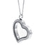 Slanted heart shape Essence floating locket with crystals in white gold colour