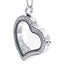 Slanted heart shape Essence floating locket with crystals in white gold colour