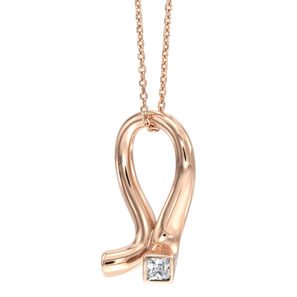 Curved pipe pendant in stainless steel plated in rose gold