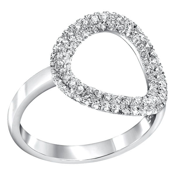 Hoop sterling silver ring Pave set with Diamond clear colour crystals for April’s birthstone