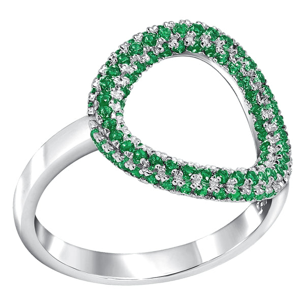 Hoop sterling silver ring Pave set with Emerald colour crystals for May’s birthstone