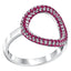 Hoop sterling silver ring Pave set with Ruby colour crystals for July’s birthstone