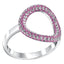 Hoop sterling silver ring Pave set with Pink Tourmaline colour crystals for October’s birthstone