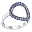 Hoop sterling silver ring Pave set with Tanzanite colour crystals for December’s birthstone