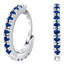 Mini hoop silver micro set earrings with Sapphire colour crystals for September