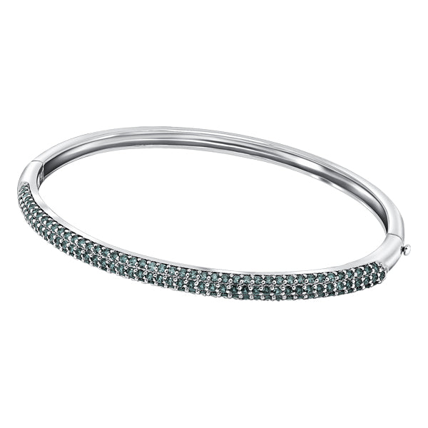 Sterling silver hinged bangle, pave set in Alexandrite colour crystals for June