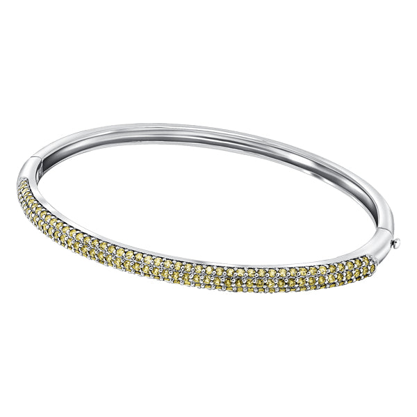 Sterling silver hinged bangle, pave set in Citrine colour crystals for November