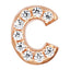 Letter C Locket Charm with white crystals in rose gold colour