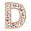 Letter D Locket Charm with white crystals in rose gold colour