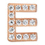 Letter E Locket Charm with white crystals in rose gold colour