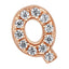 Letter Q Locket Charm with white crystals in rose gold colour