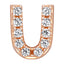 Letter U Locket Charm with white crystals in rose gold colour